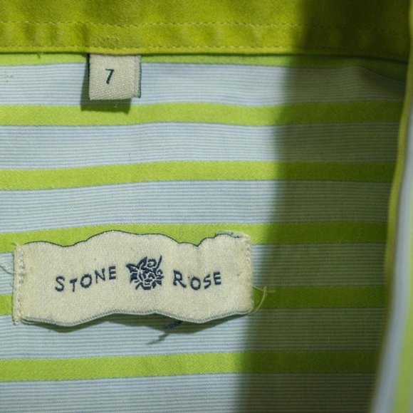 Stone Rose Lime Green White Casual Button-Up Shirt - Picture 4 of 8